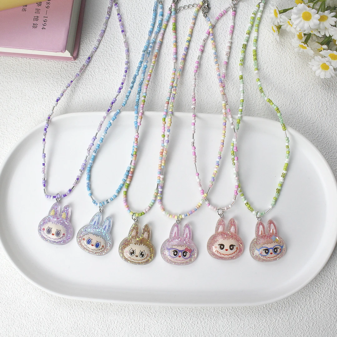 夜光卡通拉布布女童彩色项链宝宝可爱树脂配件ins饰品锁骨链首饰