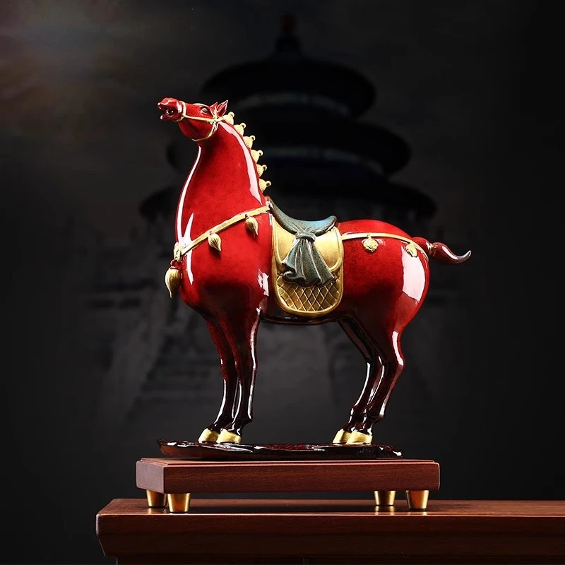 祥运铜物陶瓷唐马摆件将乔五可爱圣诞老人摆件