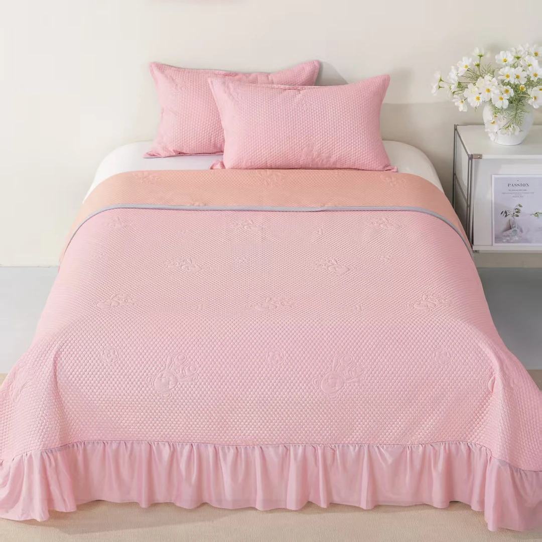 夏季热销高分子凉感冰丝冰豆豆小冰熊软凉席床裙床盖可折叠可机洗