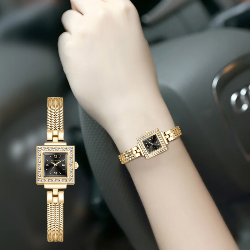小金屋手表女爆款2025新款名牌女士高颜值女表黑金小方糖七夕礼物