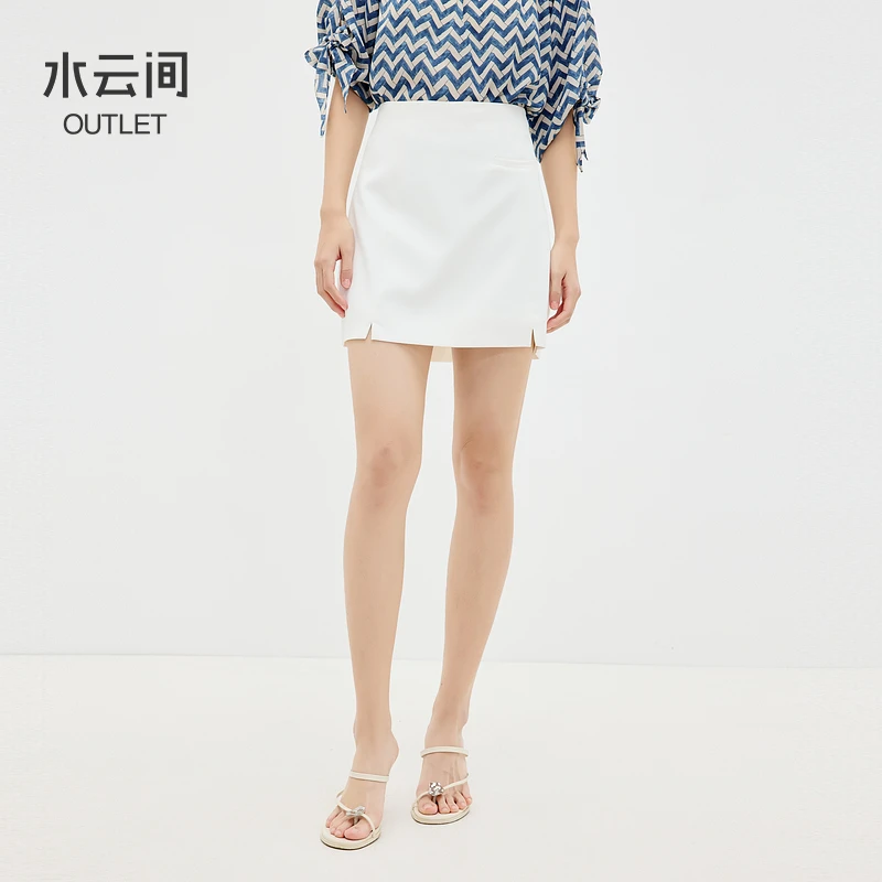 水云间白色a字短裙高腰半身裙女西装裙子时尚气质百搭2025夏新款