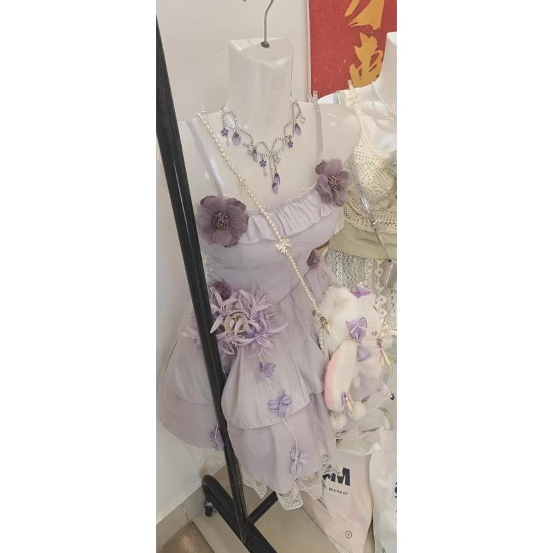 紫雾迷踪吊带款夏季仙气吊带连衣裙女装日常连衣裙樱花吊带