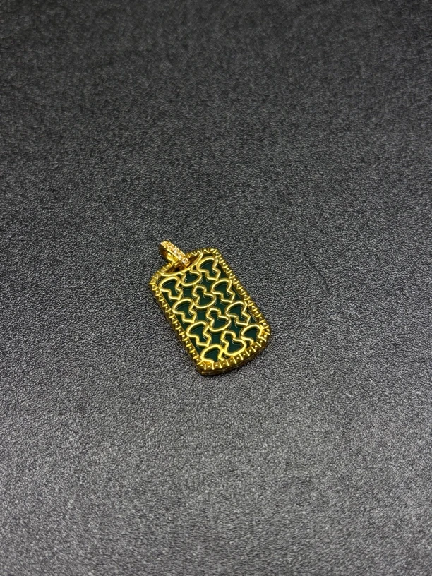 18k金 Au750 玛瑙玉髓吊坠 无事牌 送银项链 b667