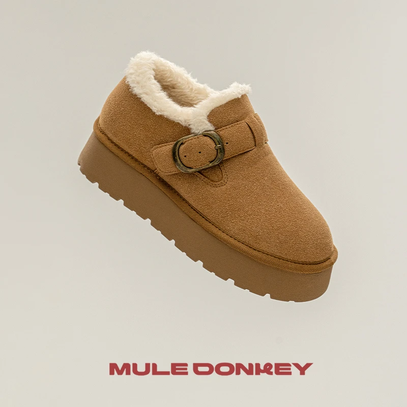 多嘴驴Donkey 雪地靴系列【卡其棕】低筒雪地靴冬天保暖厚底