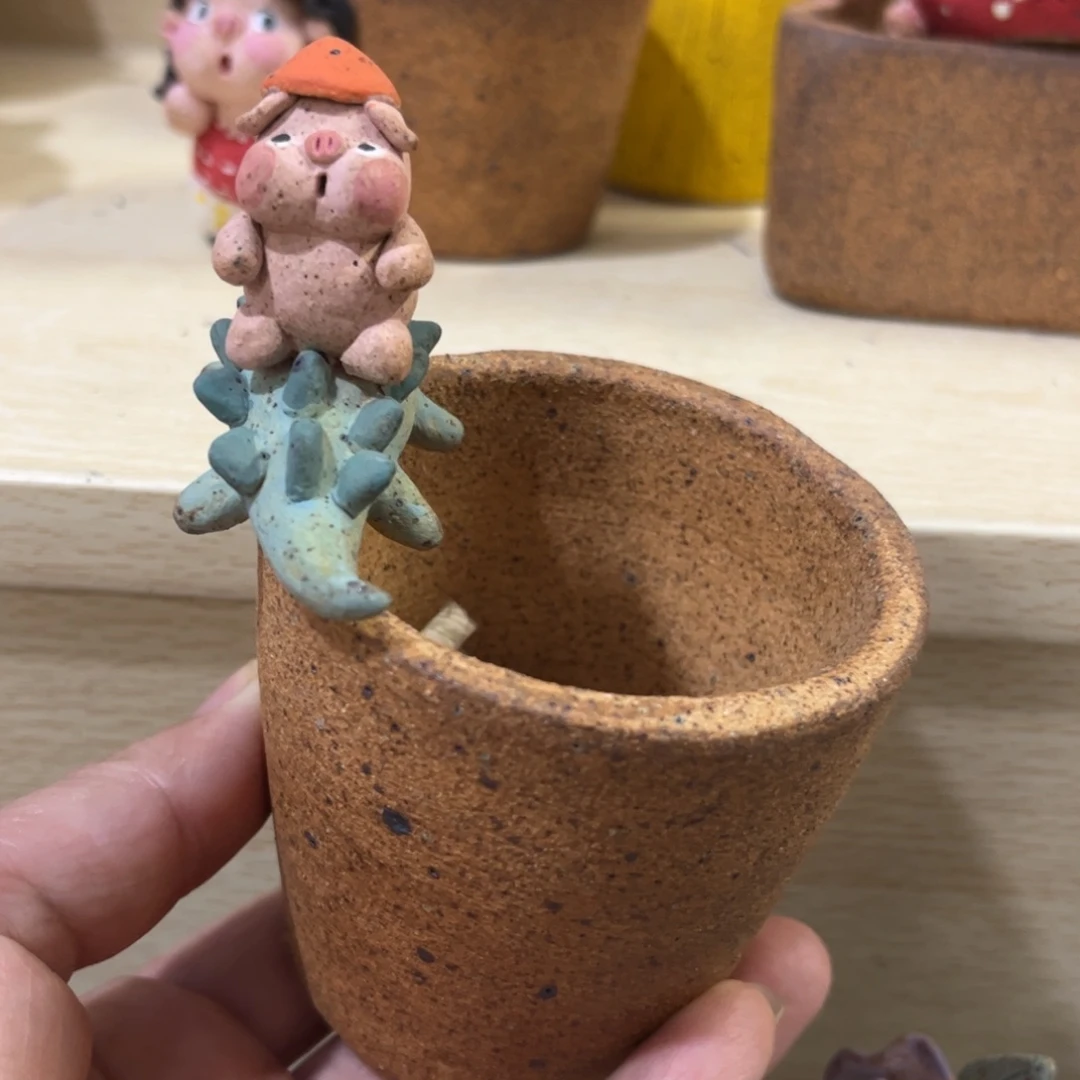 泥塑古镇炻陶花盆