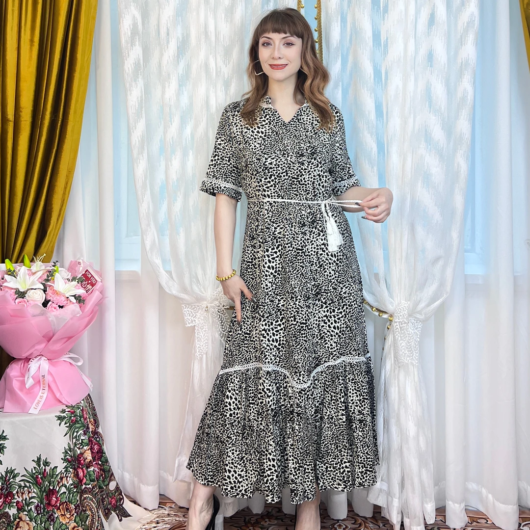 豹纹款长裙显瘦气质轻奢时尚宽松中长款