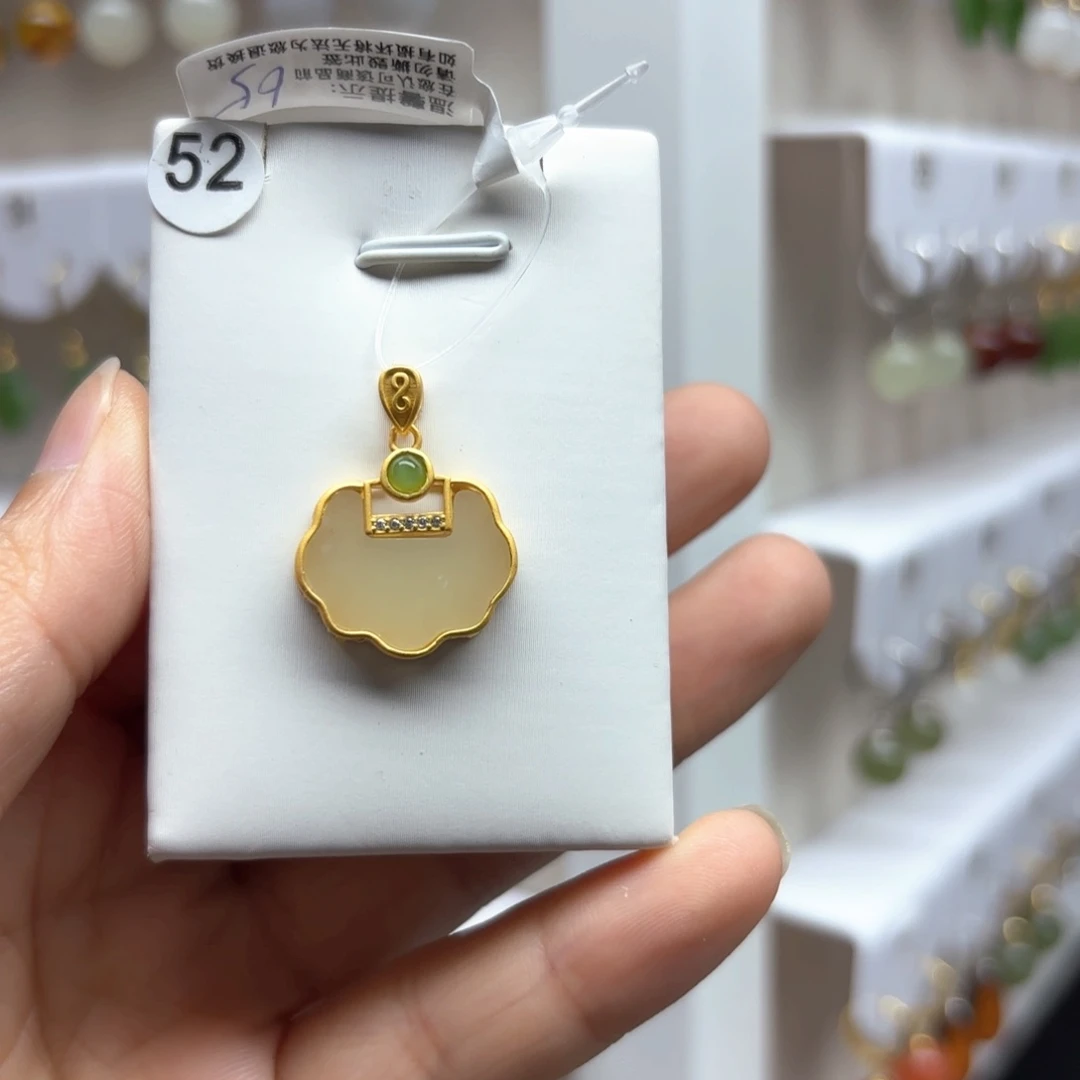 和田玉银S925镶嵌吊坠(不含链)