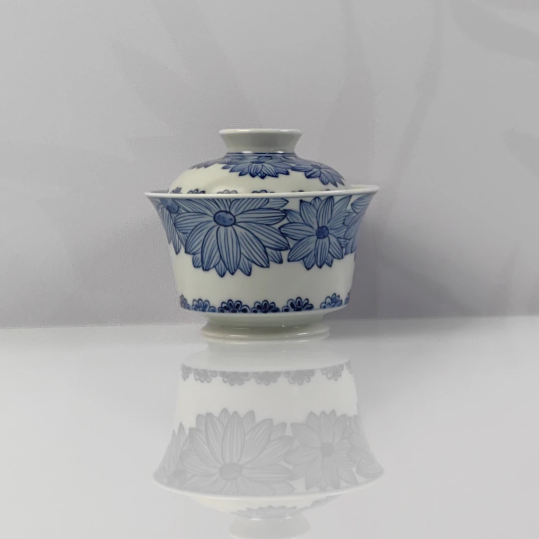 觅纤柴窑 描绘向日葵盖碗-125毫升  MQ0070