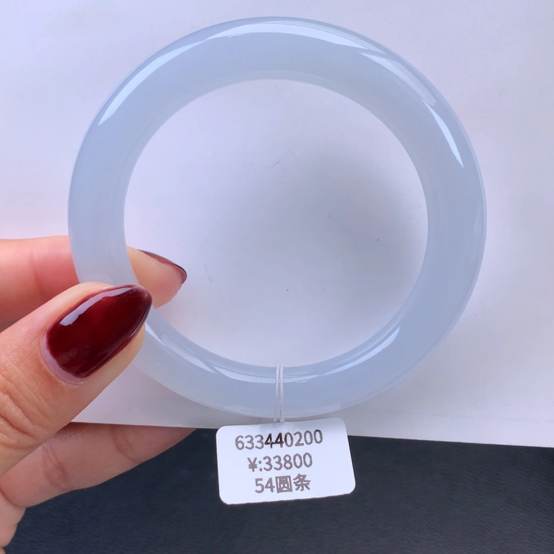 翡翠手镯未镶嵌冰胶白月光圆条手镯