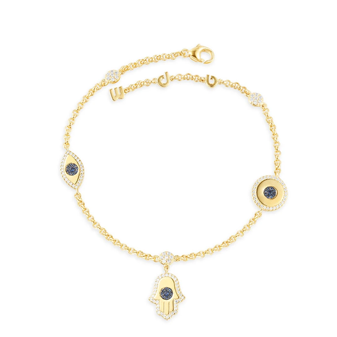 APM Monaco 合金合成锆石手链 御邪之眼Hamsa手链