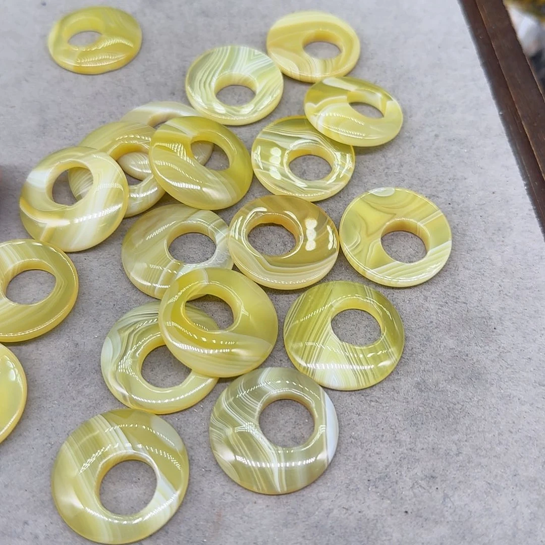 玛瑙/玉髓合金珠宝半成品黄玛瑙扣子2颗