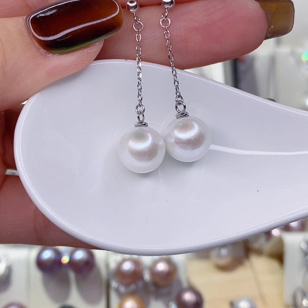 银S925镶嵌耳饰淡水珍珠