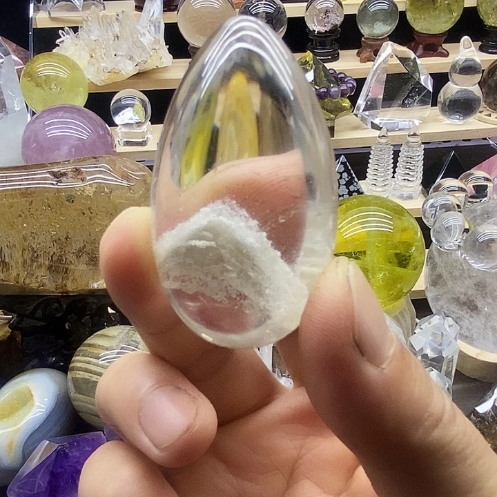 石材天然白幽灵滴水挂坠