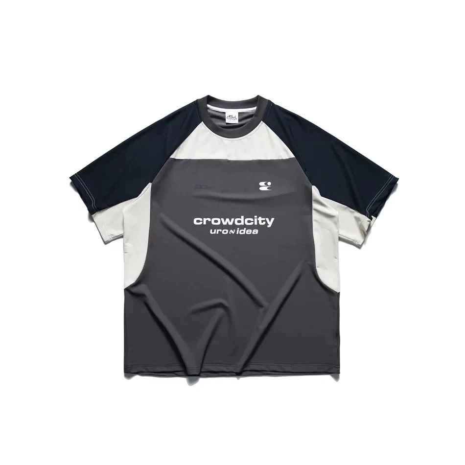 复古撞色防晒短袖T恤男女夏季潮牌宽松速干体恤-450