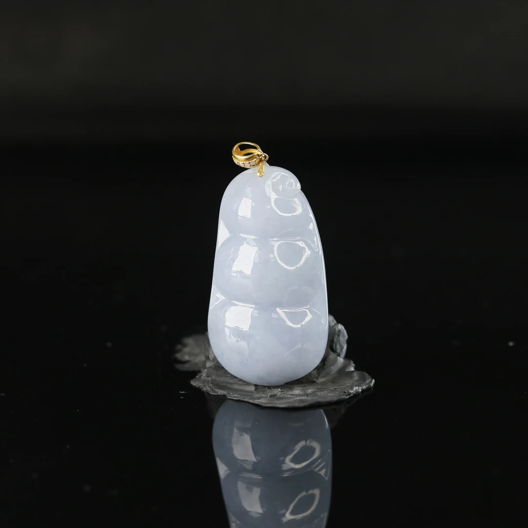 24天然缅甸翡翠A货18K金扣冰紫豆子/800083北京中保拍卖