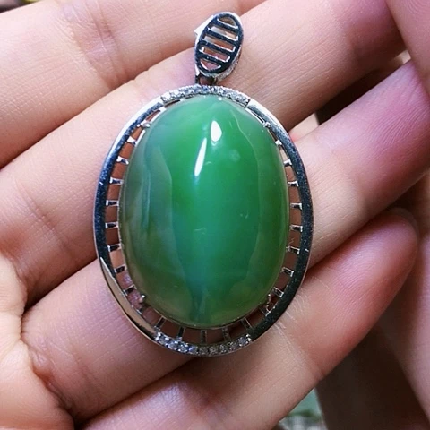 和田玉银S925镶嵌挂件