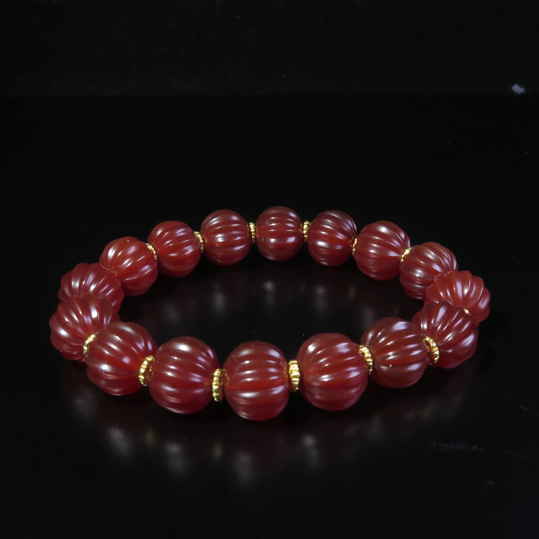 民国玛瑙瓜棱珠串饰/MZ622806/玛瑙/民族文物