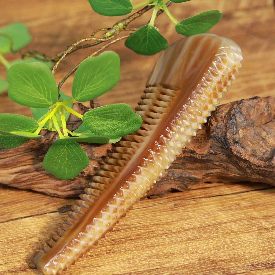 【熹岳承光】霓猫 牦牛角梳多宝色猫妖按摩大号短齿按摩梳疏通通经