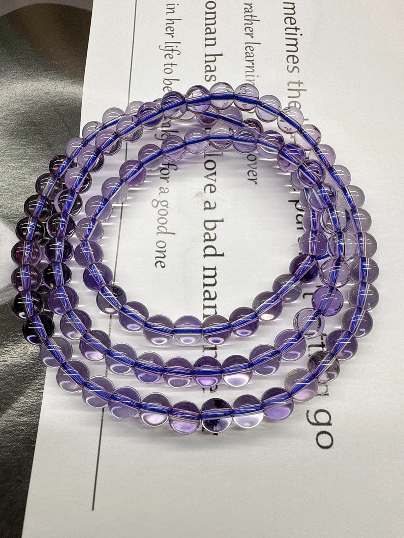 紫水手串三圈6m-8m双A纯净经典款