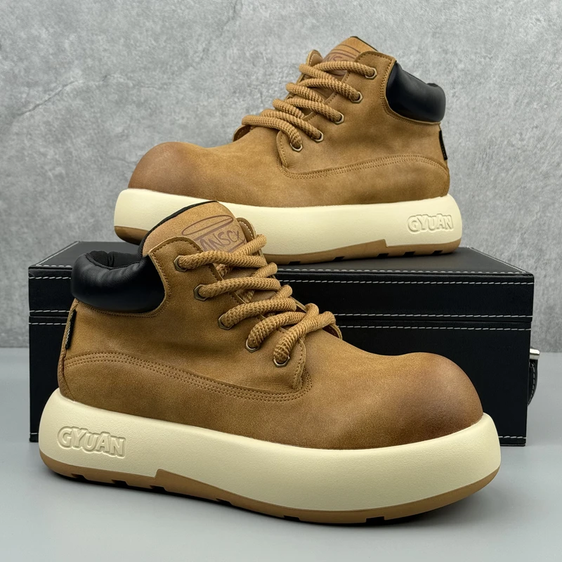 丑萌大头马丁靴男2025冬季新款小众设计男鞋厚底增高舒适休闲短靴