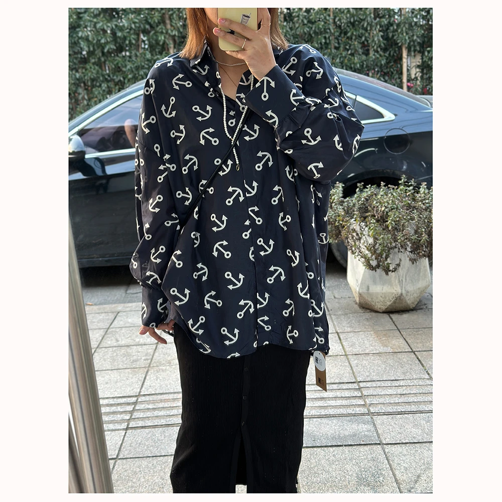 ML11522 春夏印花时尚百搭长袖衬衫