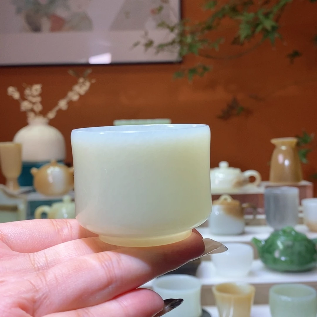 未镶嵌和田玉挂件淡墨青花竹节主人杯75ml