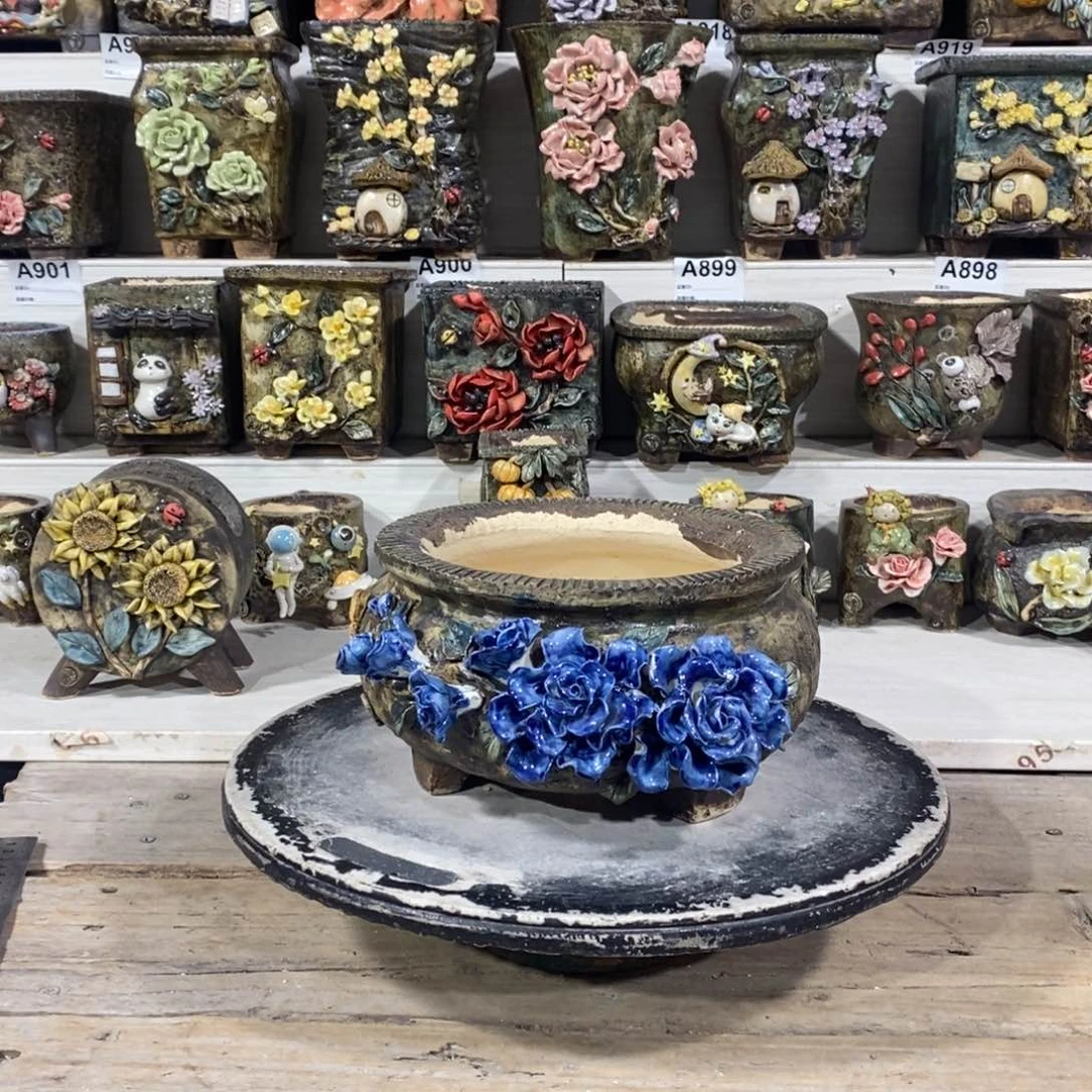 红陶青藤花器多肉花盆