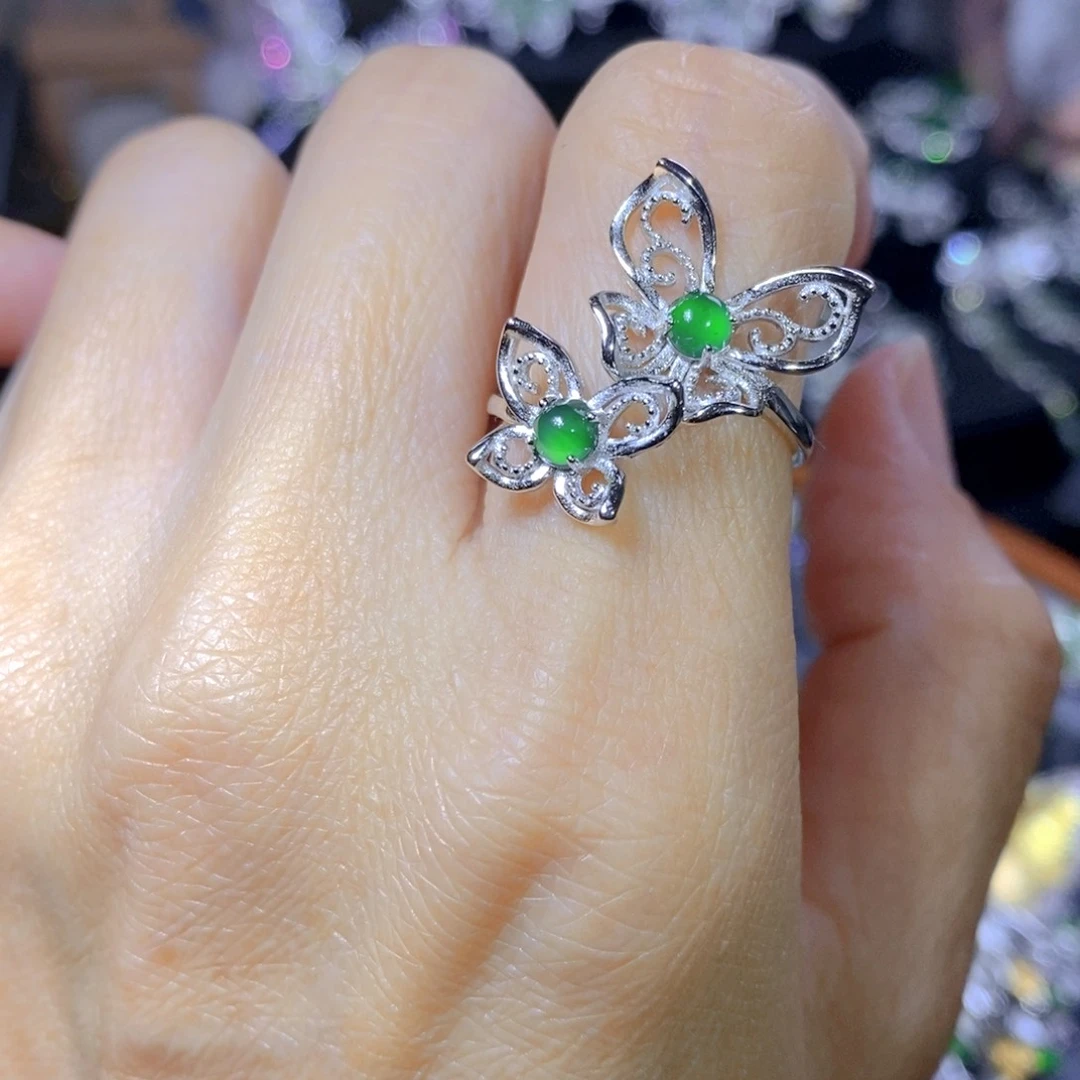 翡翠耳饰银S925镶嵌?****?天然翡翠