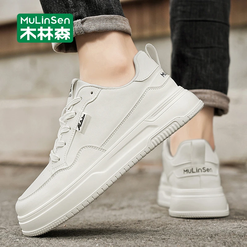 木林森正品男士板鞋2025秋季新款休闲百搭低帮厚底耐磨小白鞋男款