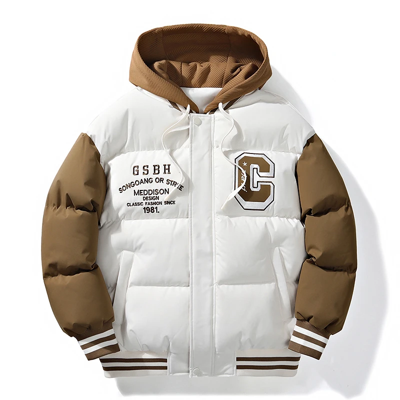 2025新品棉衣假两件棉衣外套男士秋冬季新款青少年棉服潮牌棉袄子