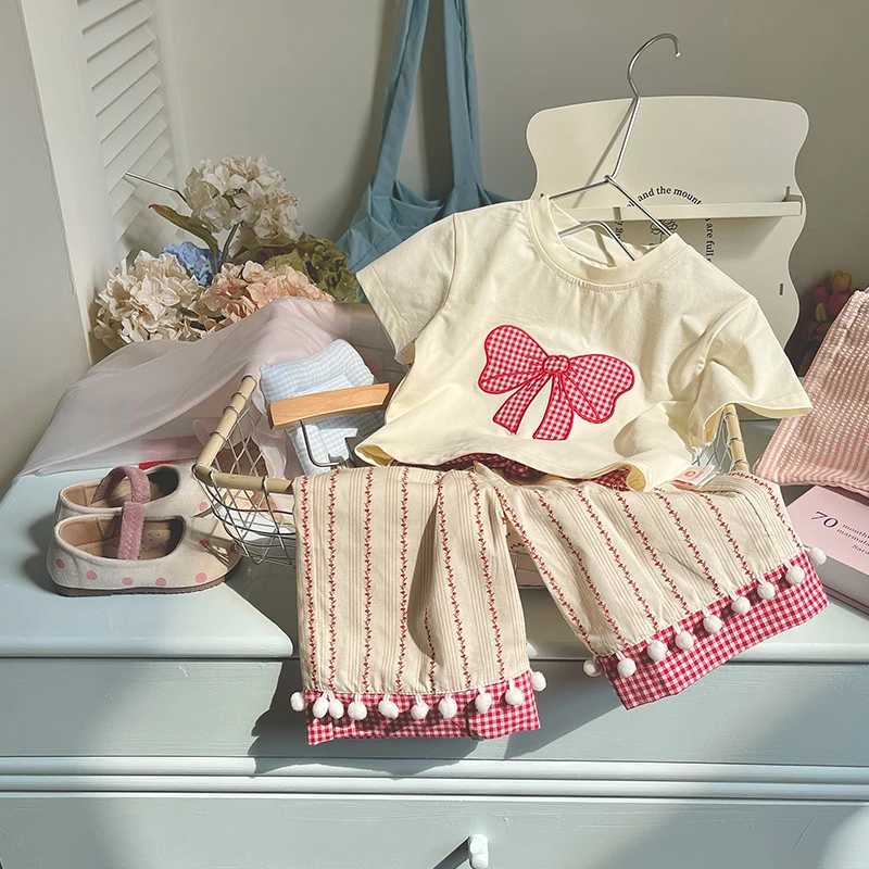 【现货】DZ25216女童套装2025夏季小童短袖T恤儿童两件套