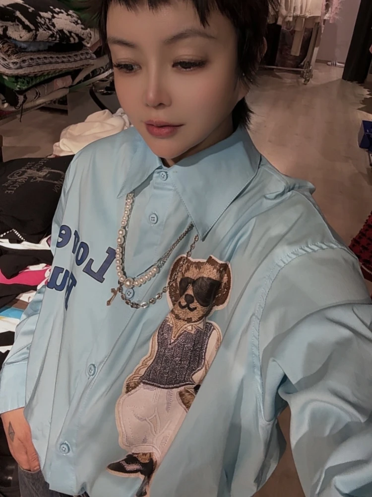 【济州岛】眼镜熊贴布刺绣衬衫