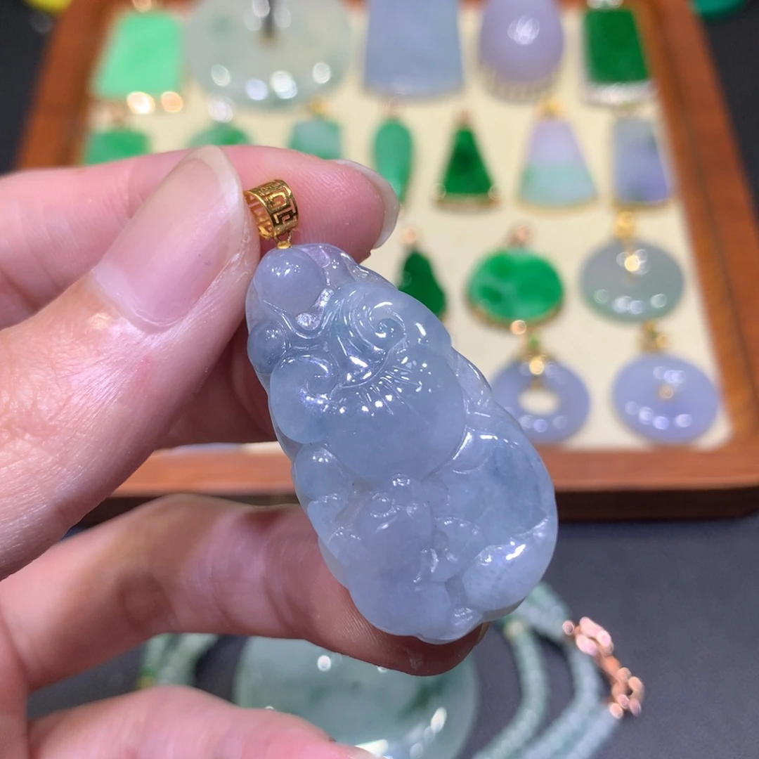 翡翠18K金镶嵌吊坠(不含链)