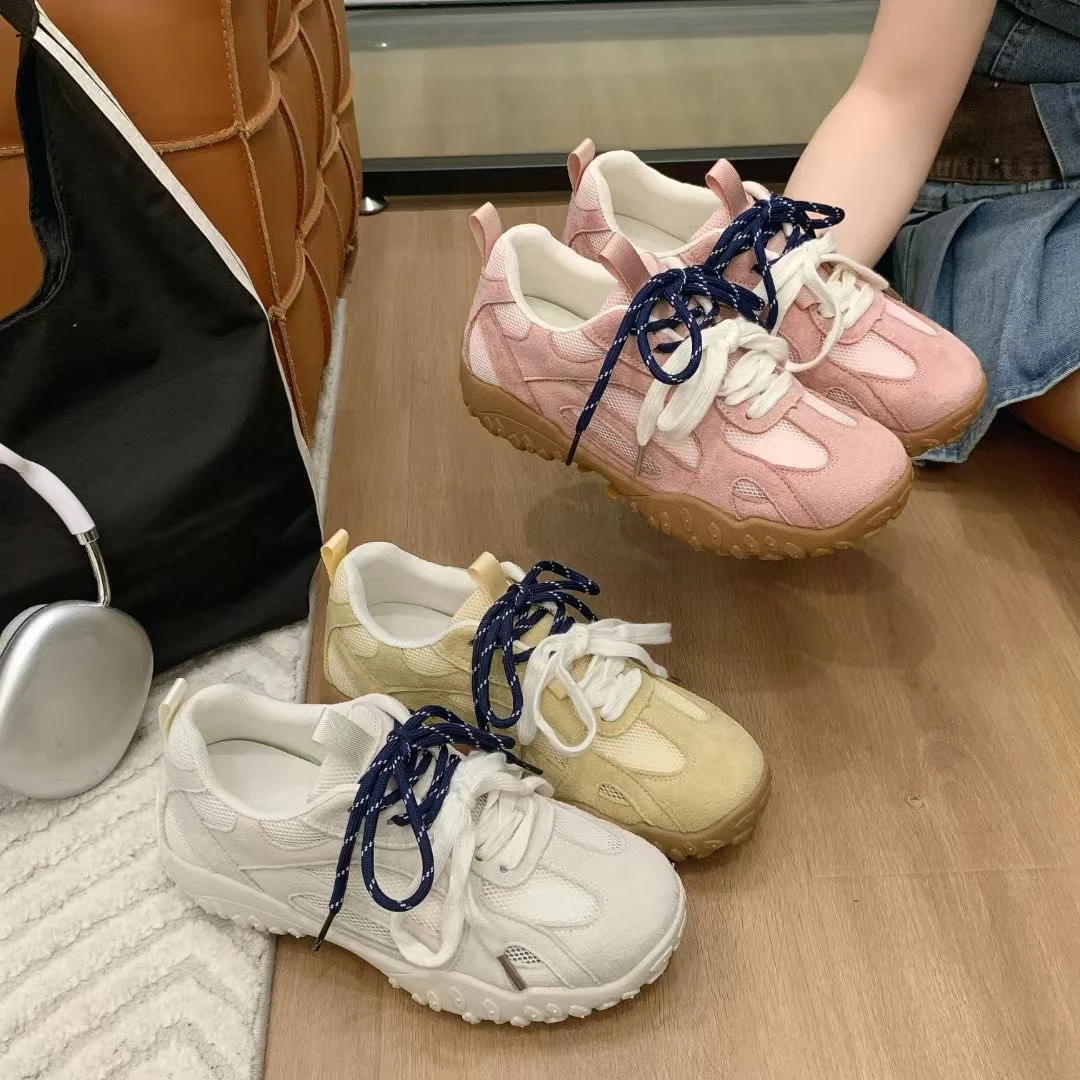 韩系爆款2025夏季女鞋德训鞋休闲阿甘运动透气拼色春季休闲鞋6602