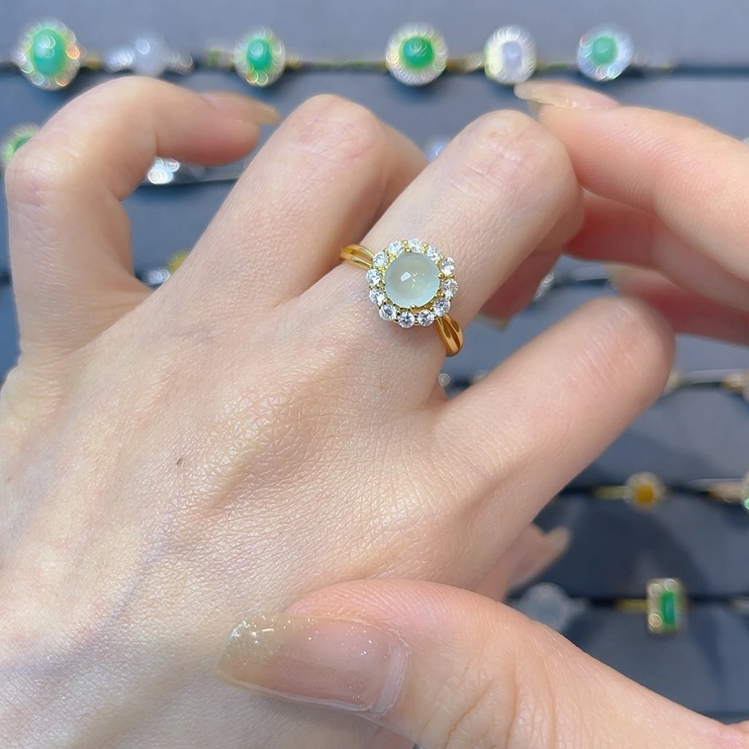 翡翠戒指银S925镶嵌我