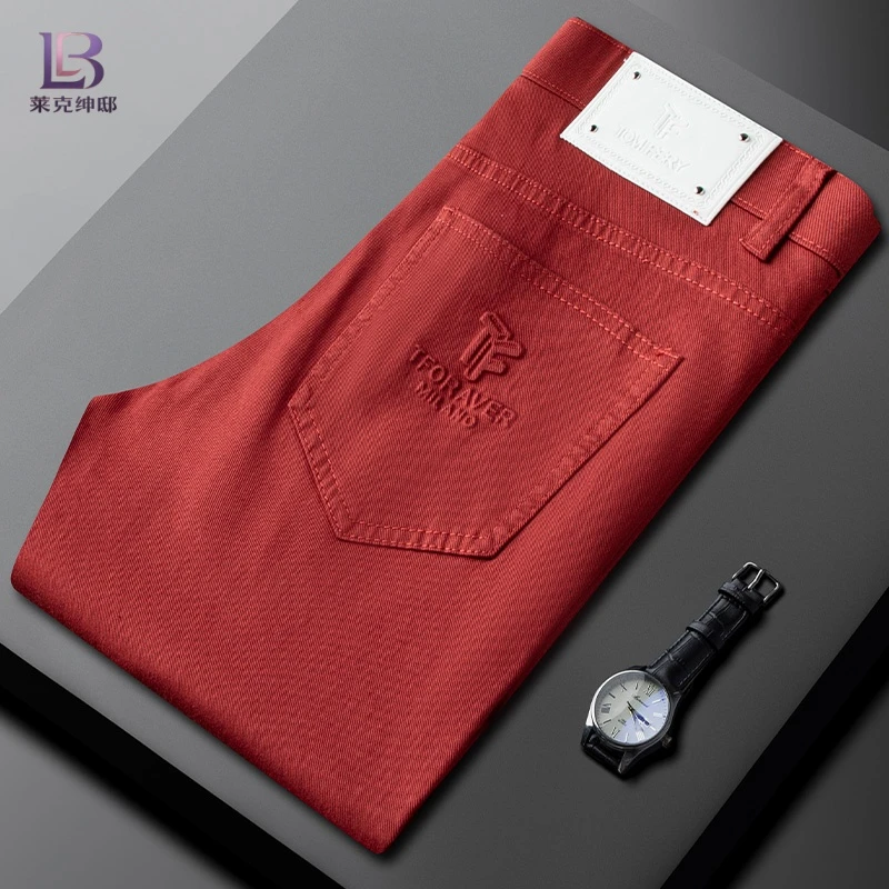 男士轻奢夏季薄款牛仔裤男修身直筒弹力柔软莱赛尔商务百搭休闲裤