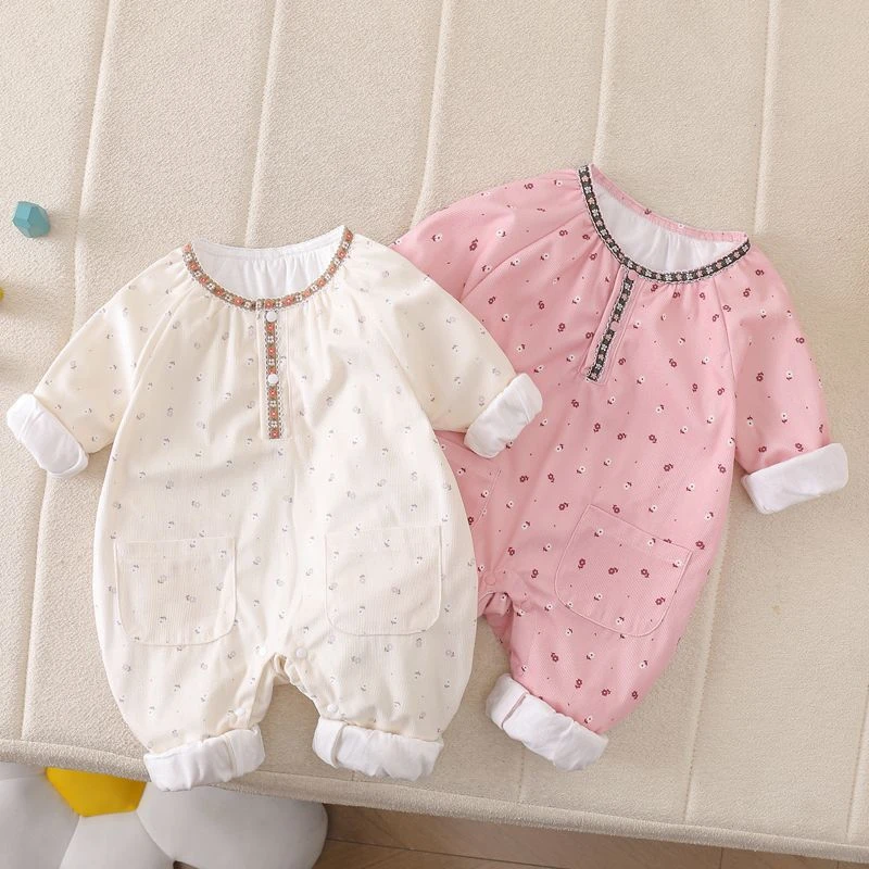 春秋韩版女宝爆款连体衣婴幼儿衣服公主满月百天洋气长袖哈衣