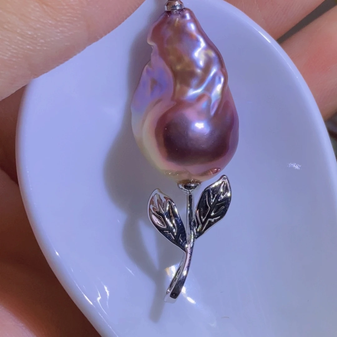 银S925镶嵌淡水珍珠天然淡水珍珠无染色无优化