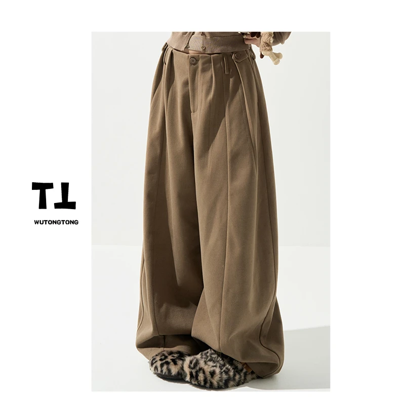 12/23【独家定制】冬季呢子厚款休闲裤女宽松长裤韩版阔腿裤63062