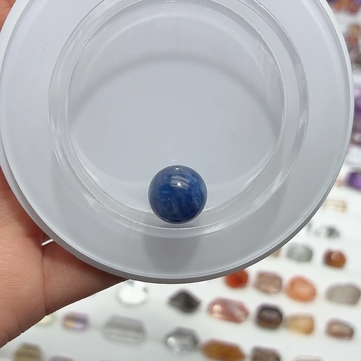 水晶未镶嵌珠宝半成品蓝晶单珠12m打孔定制不退换