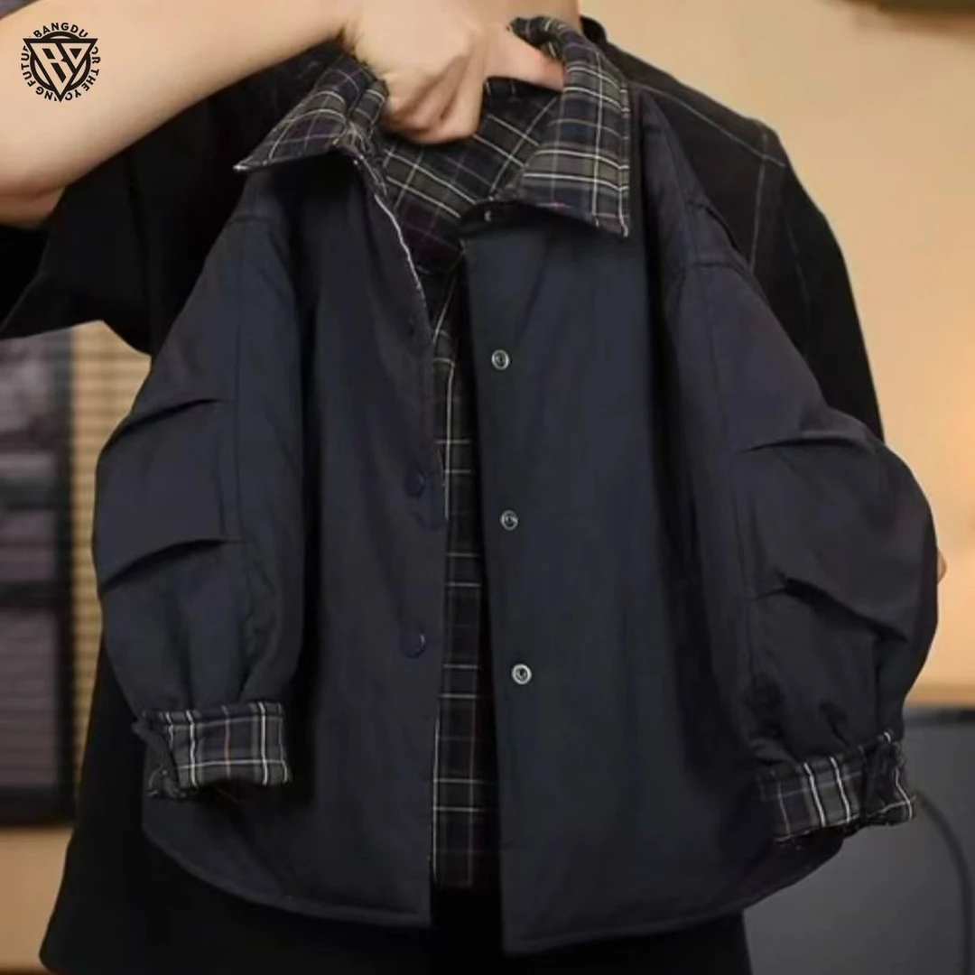 【现货48H】棒嘟优优双面穿亲子姐弟男女童25冬季格子衬衫棉衣097