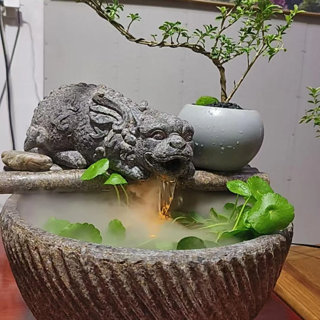 中式招财流水摆件阳台循环水景观装饰貔貅喷泉茶室桌面客厅装饰品