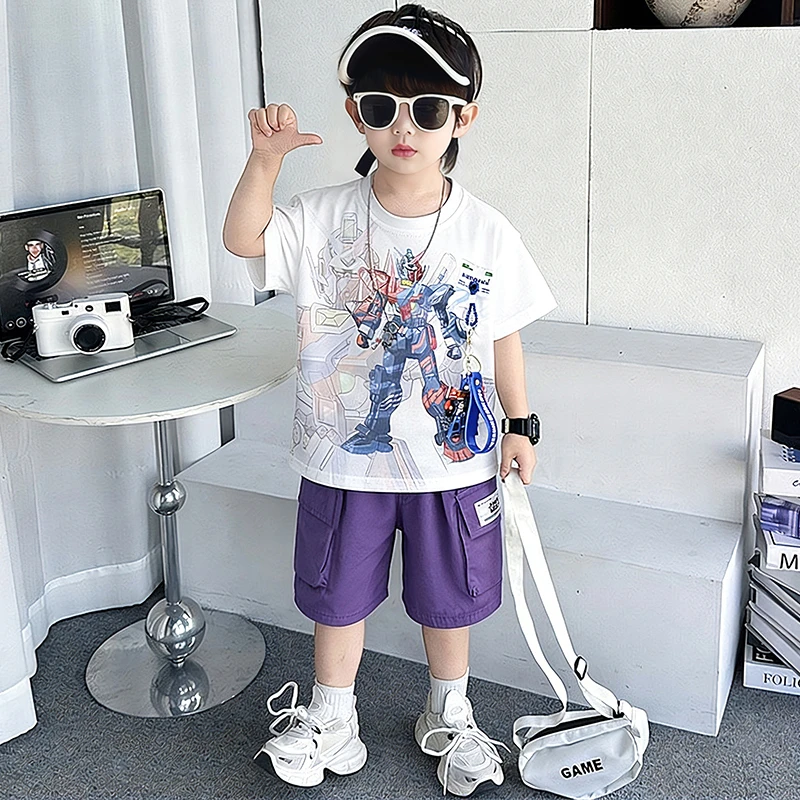 男童夏装短袖套装2026新款痞帅儿童变形金刚卡通男孩宝宝夏季衣服