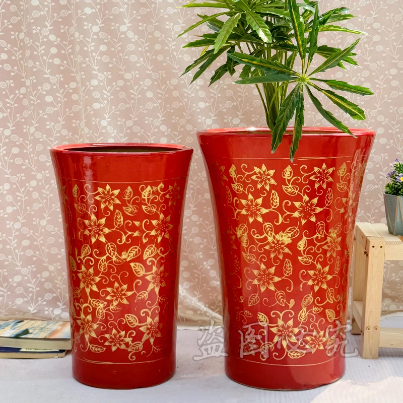 钧文高款特大号室内外花盆可养发财树平安树等植物