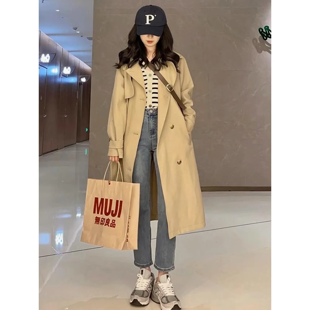VOCKOO官方小型高端卡其布风衣女装春季和秋季2025新热风格高端羊