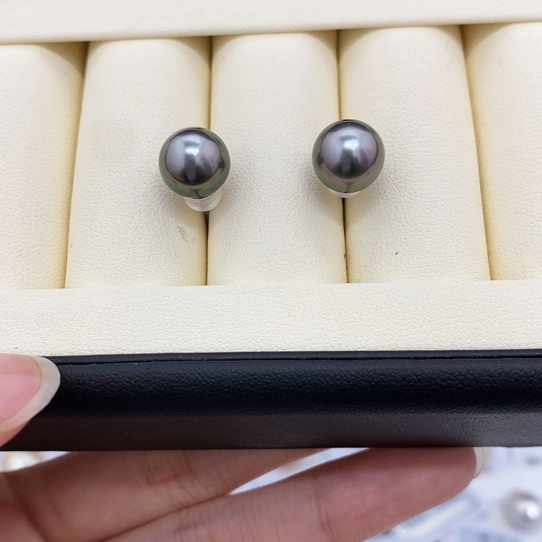 耳饰海水珍珠未镶嵌9-10mm大溪地对珠（无鉴赏）