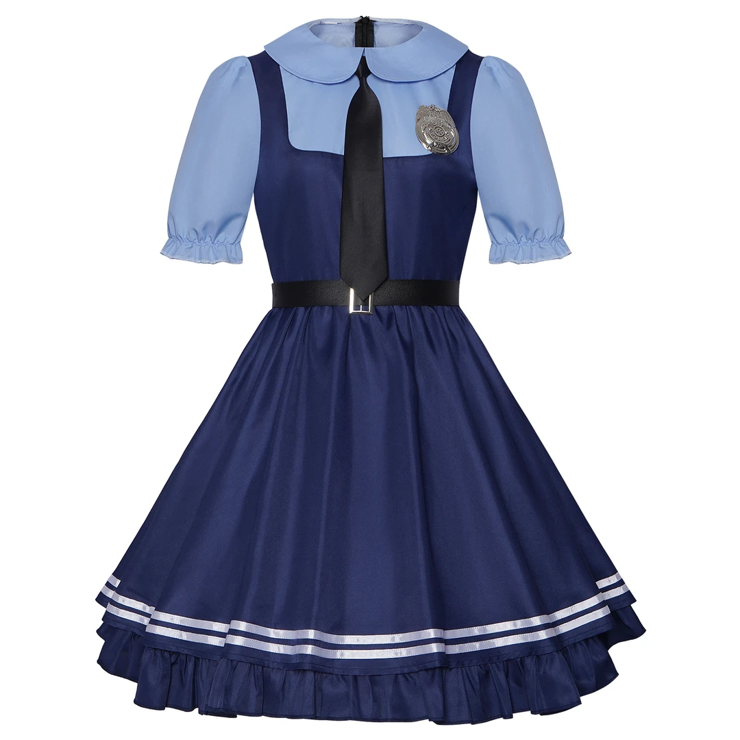 朱迪警官cosplay疯狂动物城兔子儿童成人女性表演动漫短袖连衣裙