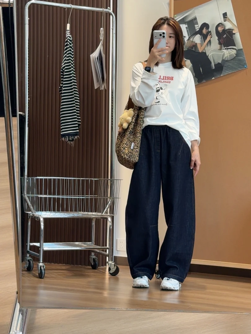 撞色明线防褪色高阶牛仔弯刀裤