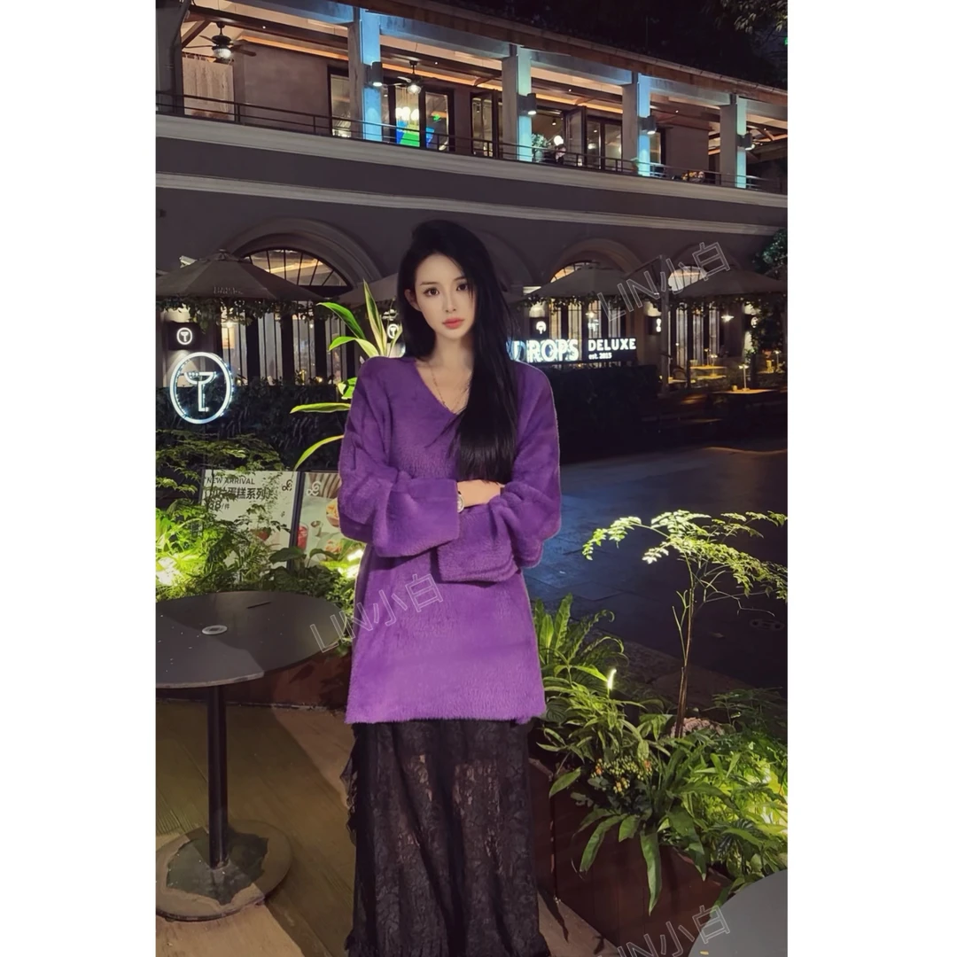 LIN小白｜白月光 冬季软糯加厚V领毛衣上衣韩版洋气8801