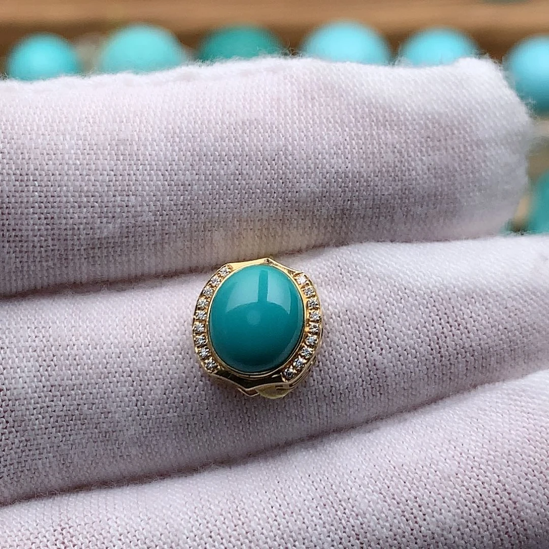 绿松石18K金镶嵌珠宝奇石